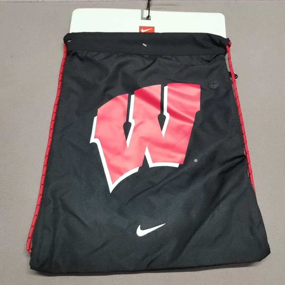Nike Wisconsin Badgers Drawstring Bag Black Red O/S Fan College NCAA 172